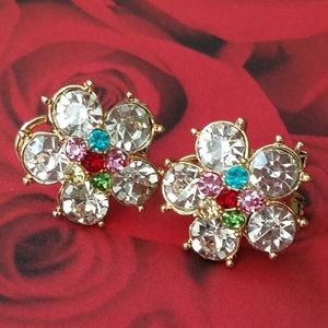 Multicolored crystal flower earrings